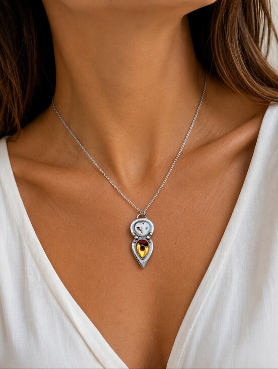 Jewelry - Silver & Gold Owl Pendant Necklace and Earring Set 🦉✨